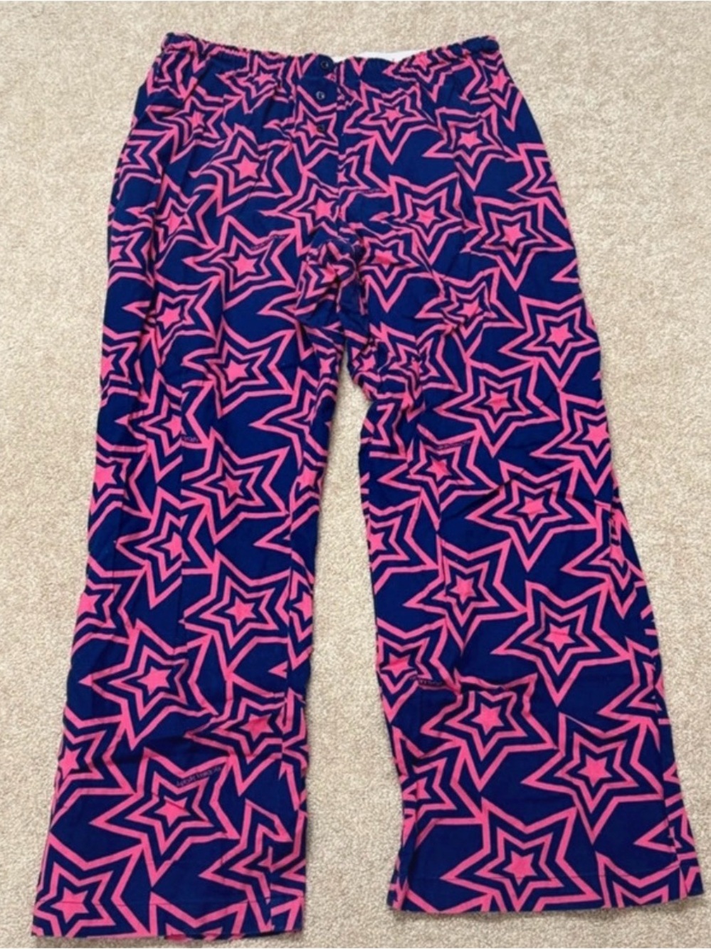 Vintage Y2K Victoria’s Secret Star Pajama Pants Pink Navy Large